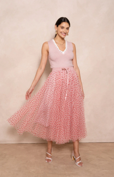 Tüllrock mit Herzen "Rosa/Rot"