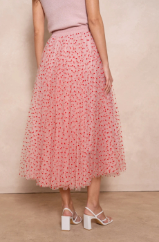 Tüllrock mit Herzen "Rosa/Rot"