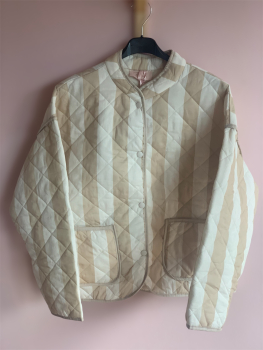 Preview: Steppjacke Streifen Creme/Weiß