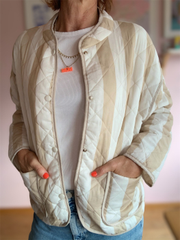 Steppjacke Streifen Creme/Weiß