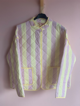Preview: Steppjacke Streifen Flieder/Gelb