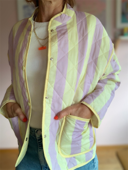 Steppjacke Streifen Flieder/Gelb