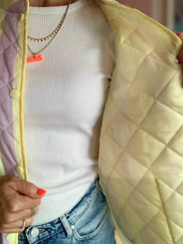 Preview: Steppjacke Streifen Flieder/Gelb