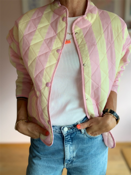 Steppjacke Streifen Gelb/Rosa