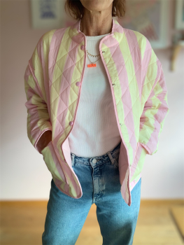 Preview: Steppjacke Streifen Gelb/Rosa