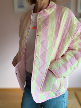 Preview: Steppjacke Streifen Gelb/Rosa