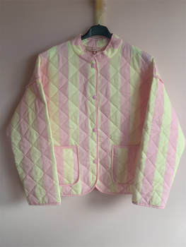 Preview: Steppjacke Streifen Gelb/Rosa