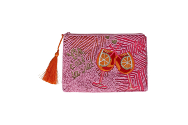 Kosmetiktasche mit Perlenstickerei & Geschenkbox