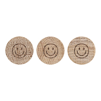 Eulenschnitt Holzmagnete "Smiley" 3er Set