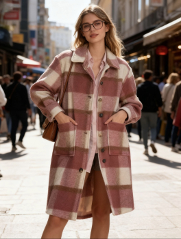 Rosa Karomantel – Trendy, warm & ein absoluter Eyecatcher