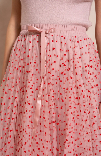 Tüllrock mit Herzen "Rosa/Rot"