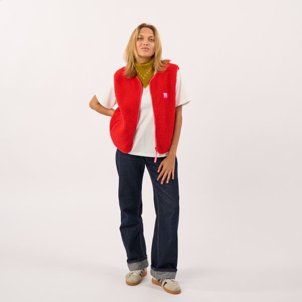 BillyBelt Teddy-Weste "Sherpa-Rot"