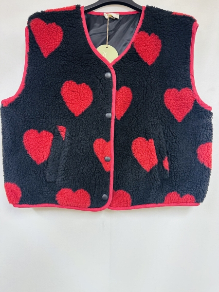 Teddyweste schwarz mit roten Herzen (One Size)