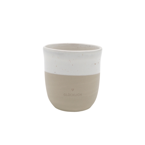 Eulenschnitt Becher "Glücklich" aus Steingut