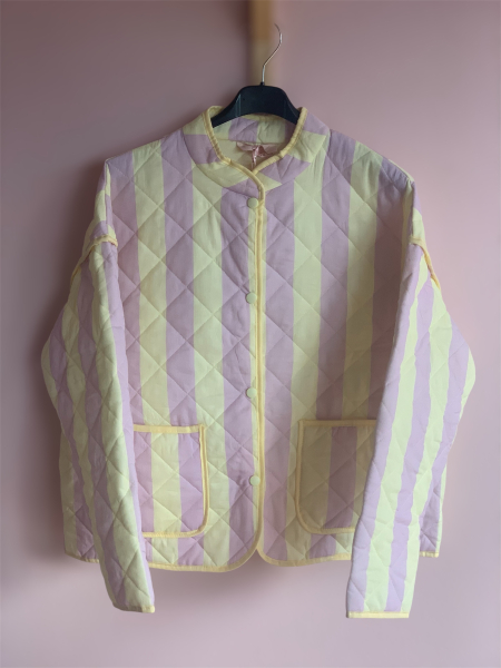 Steppjacke Streifen Flieder/Gelb