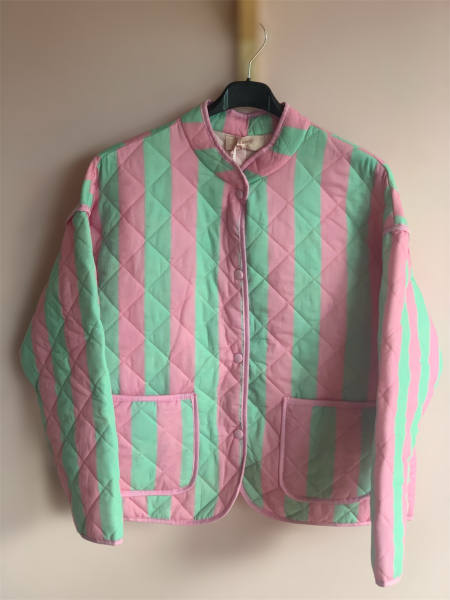 Steppjacke Streifen Mint/Rosa