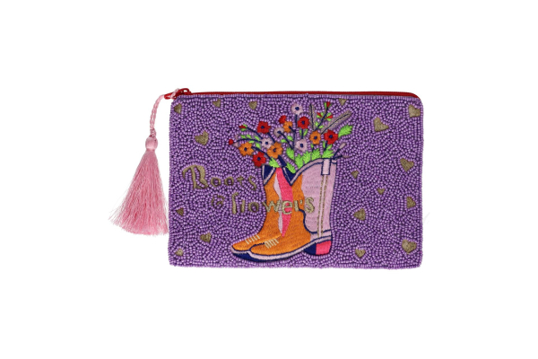 Kosmetiktasche mit Perlenstickerei & Geschenkbox