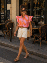 Bluse mit Streifen rosa/orange