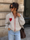 Bomberjacke grau gestreift mit Herz Patches